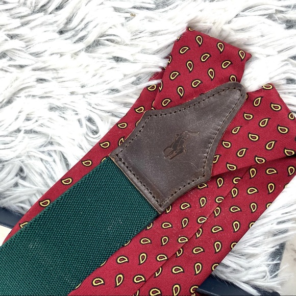 NWT Polo Ralph Lauren Silk & Leather Suspenders - Picture 8 of 10